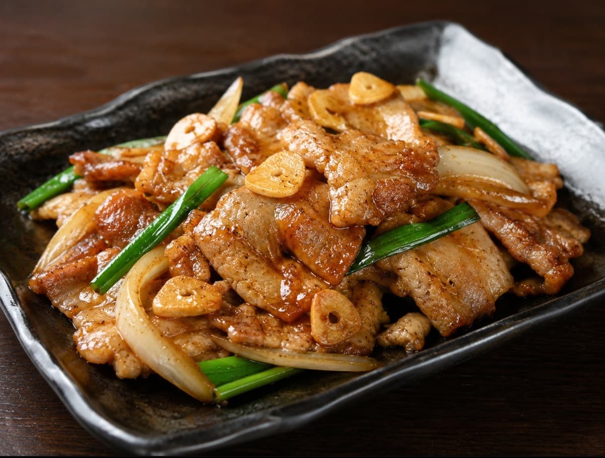 さくらアジアンダイニング&バーの玉ねぎとニラを添えた薄切り肉の炒め物